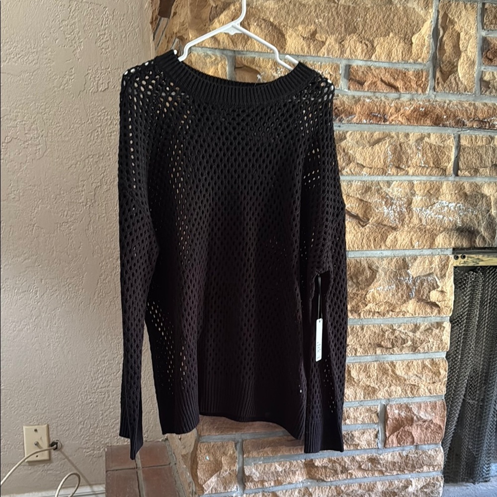 Black Open-Knit Women's Sweater